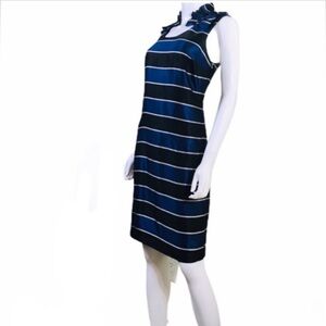 Banana Republic couture holiday party dress Size 12 - blue black silver stripes